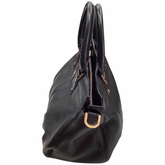 Tory Burch Black Pebbled Leather Satchel Tote – Gold Hardware – Classic Logo - Picture 7 of 17